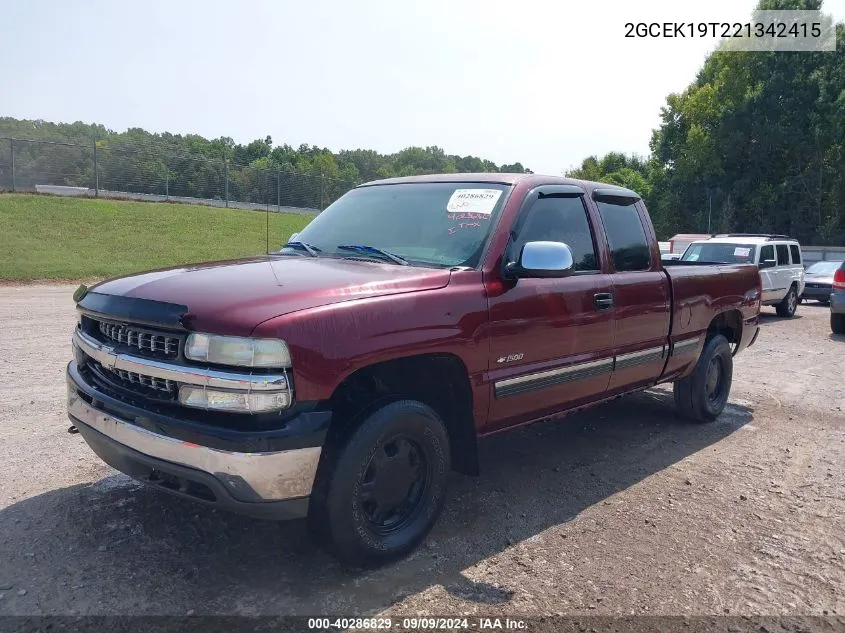 2002 Chevrolet Silverado 1500 Ls VIN: 2GCEK19T221342415 Lot: 40286829