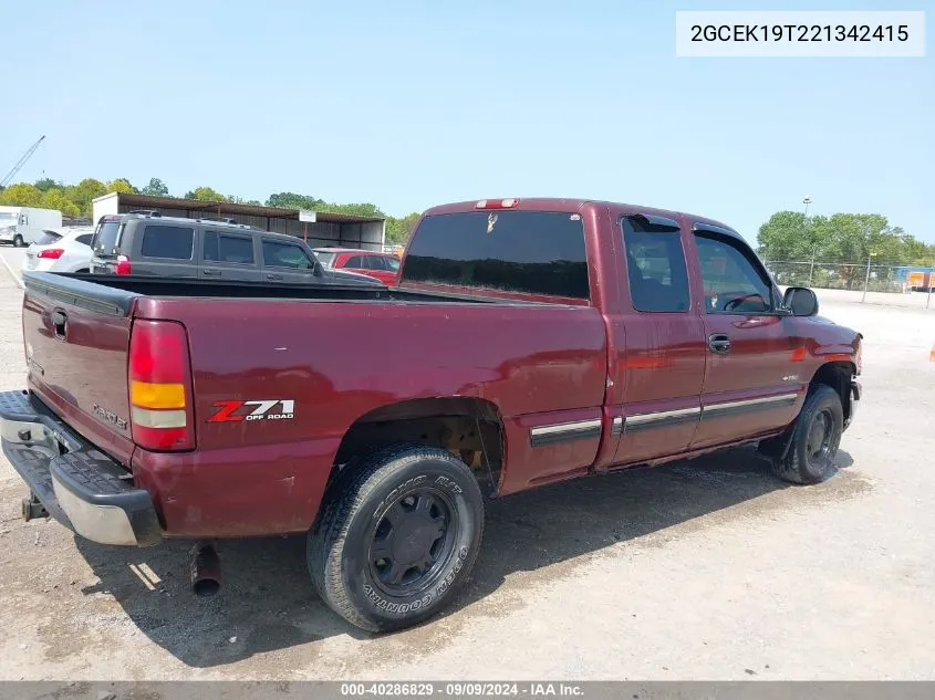 2002 Chevrolet Silverado 1500 Ls VIN: 2GCEK19T221342415 Lot: 40286829