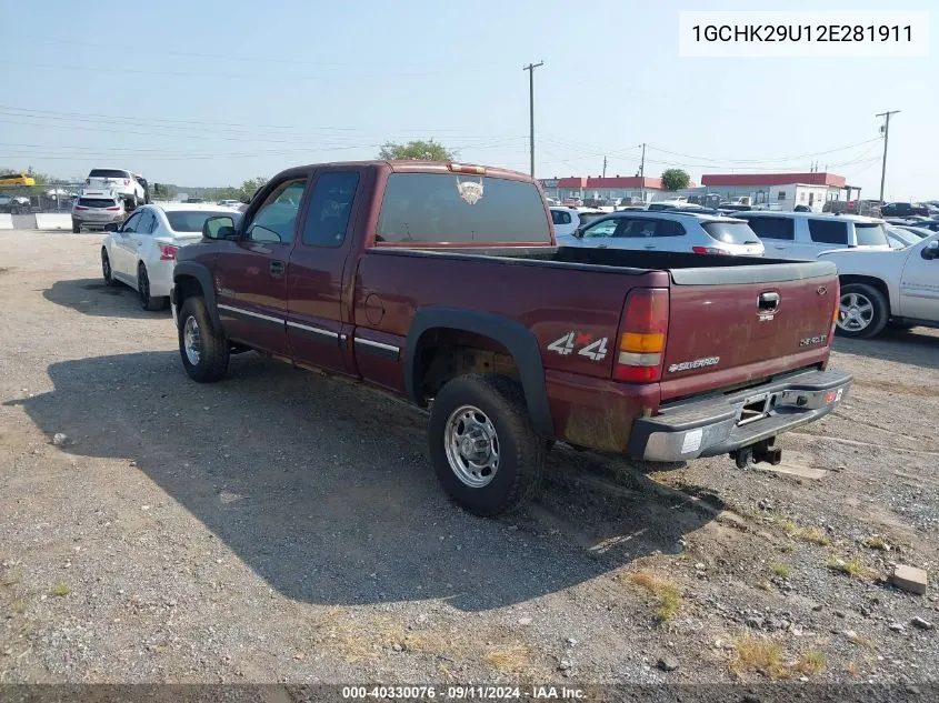 2002 Chevrolet Silverado 2500Hd Ls VIN: 1GCHK29U12E281911 Lot: 40330076