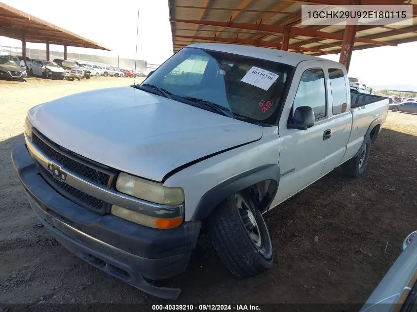 2002 Chevrolet Silverado K2500 Heavy Duty VIN: 1GCHK29U92E180115 Lot: 40339210