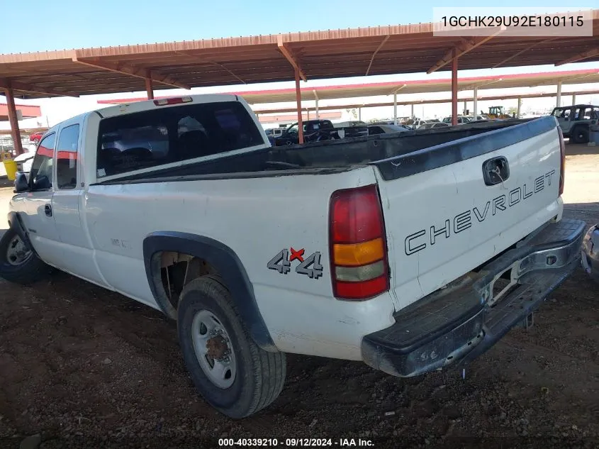 2002 Chevrolet Silverado K2500 Heavy Duty VIN: 1GCHK29U92E180115 Lot: 40339210