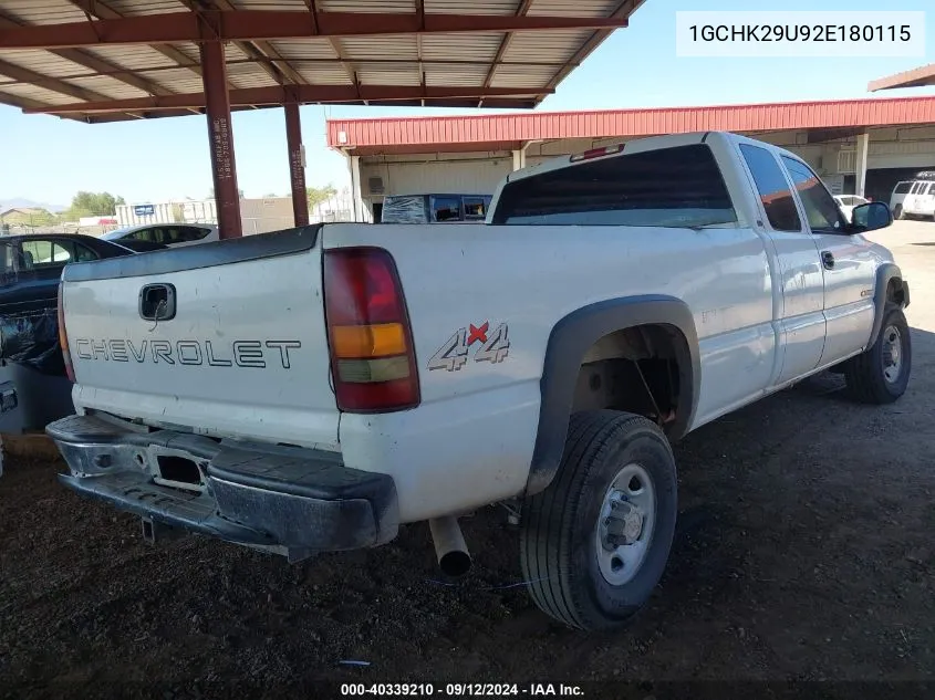 2002 Chevrolet Silverado K2500 Heavy Duty VIN: 1GCHK29U92E180115 Lot: 40339210