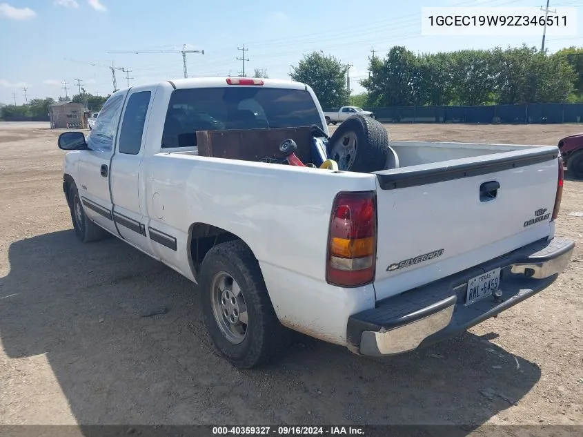 2002 Chevrolet Silverado 1500 Ls VIN: 1GCEC19W92Z346511 Lot: 40359327