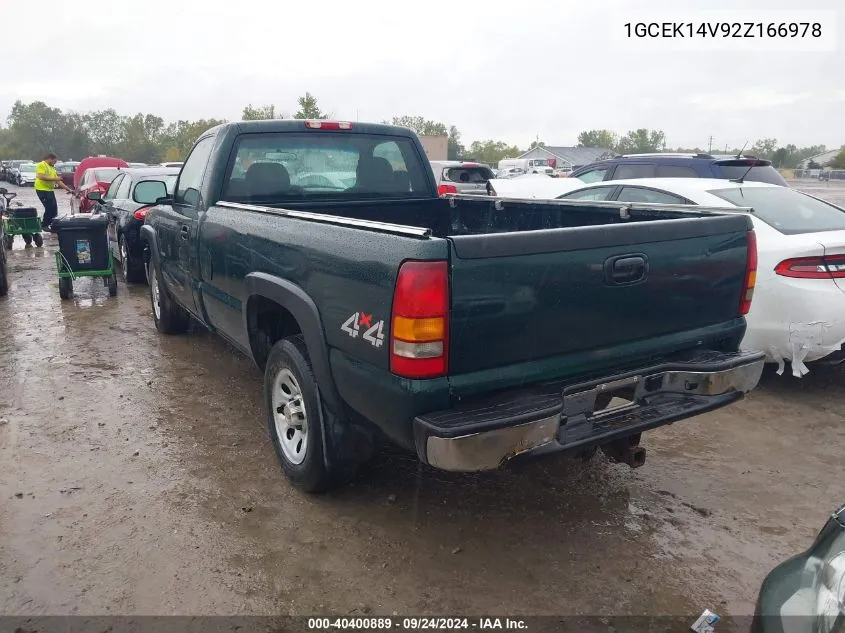 2002 Chevrolet Silverado 1500 VIN: 1GCEK14V92Z166978 Lot: 40400889