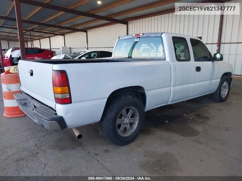 2002 Chevrolet Silverado C1500 VIN: 2GCEC19V821347777 Lot: 40417560