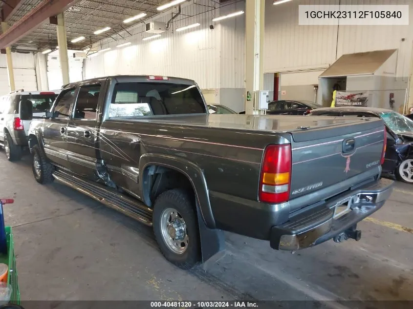 2002 Chevrolet Silverado 2500Hd Lt VIN: 1GCHK23112F105840 Lot: 40481320