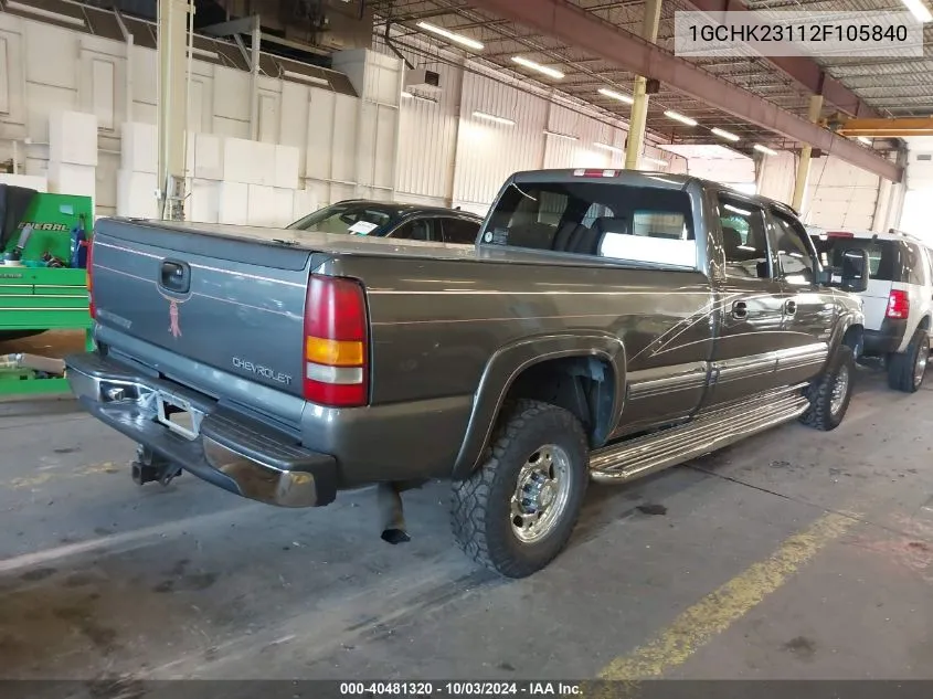 2002 Chevrolet Silverado 2500Hd Lt VIN: 1GCHK23112F105840 Lot: 40481320