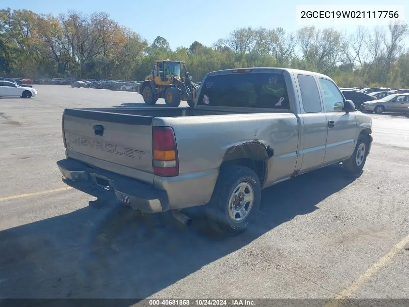 2002 Chevrolet Silverado 1500 VIN: 2GCEC19W021117756 Lot: 40681858