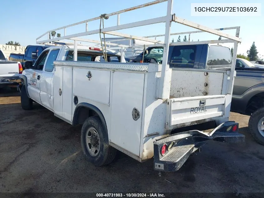 2002 Chevrolet Silverado 2500Hd VIN: 1GCHC29U72E103692 Lot: 40731983