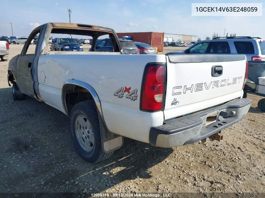 2003 Chevrolet Silverado 1500 VIN: 1GCEK14V63E248059 Lot: 12095310