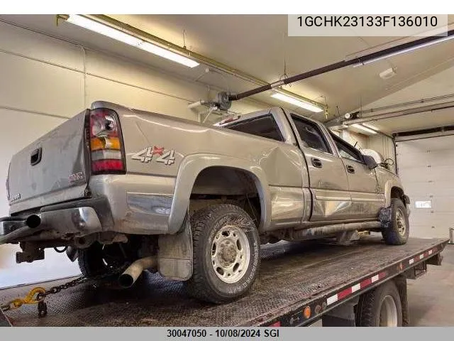 2003 Chevrolet Silverado K2500 Heavy Duty VIN: 1GCHK23133F136010 Lot: 30047050