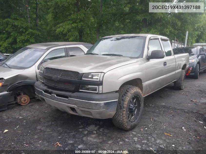 2003 Chevrolet Silverado 1500 Work Truck VIN: 2GCEC19X431397188 Lot: 39388197