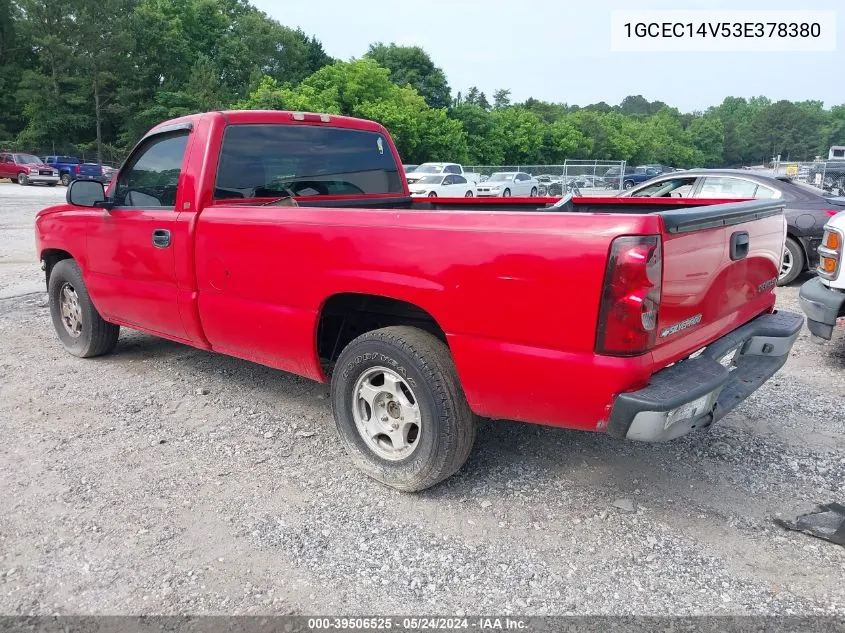 2003 Chevrolet Silverado 1500 Work Truck VIN: 1GCEC14V53E378380 Lot: 39506525