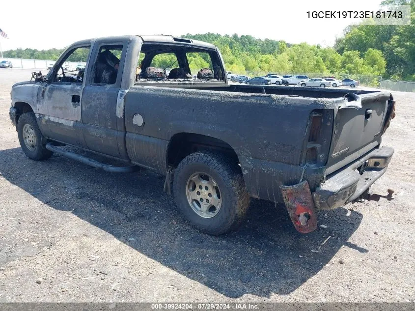 2003 Chevrolet Silverado 1500 Ls VIN: 1GCEK19T23E181743 Lot: 39924204