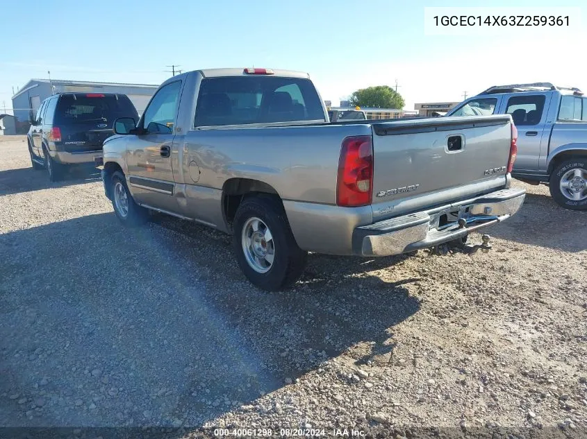 2003 Chevrolet Silverado 1500 VIN: 1GCEC14X63Z259361 Lot: 40061298