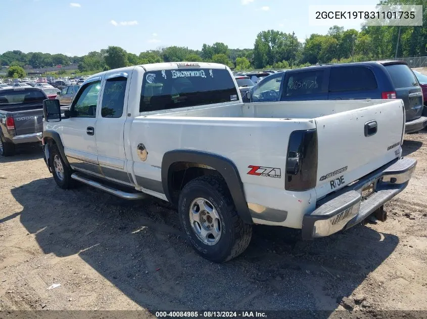 2003 Chevrolet Silverado 1500 Ls VIN: 2GCEK19T831101735 Lot: 40084985