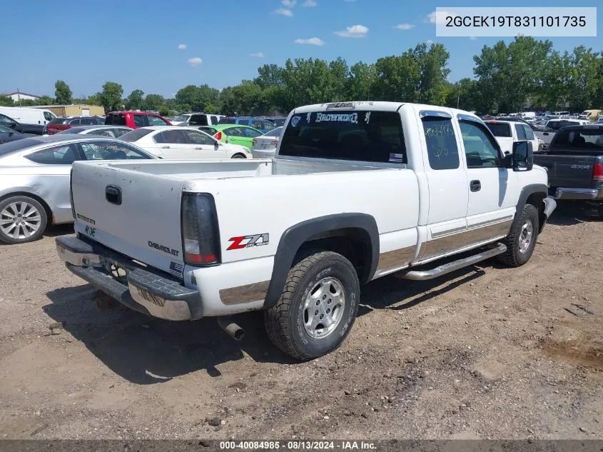 2003 Chevrolet Silverado 1500 Ls VIN: 2GCEK19T831101735 Lot: 40084985