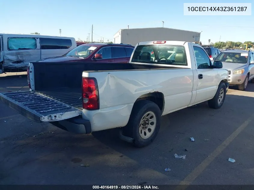 2003 Chevrolet Silverado 1500 Work Truck VIN: 1GCEC14X43Z361287 Lot: 40164919