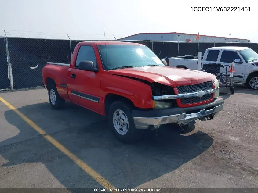 1GCEC14V63Z221451 2003 Chevrolet Silverado 1500 Ls