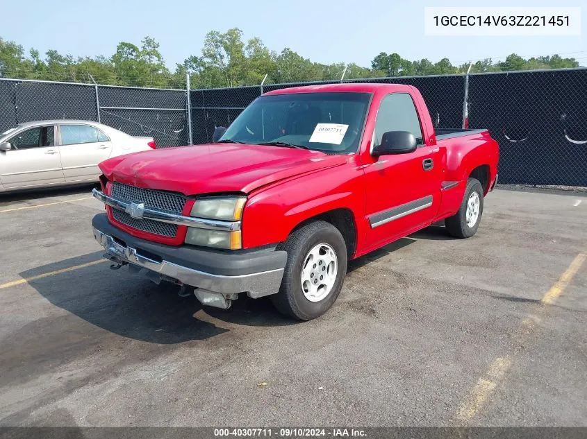 2003 Chevrolet Silverado 1500 Ls VIN: 1GCEC14V63Z221451 Lot: 40307711