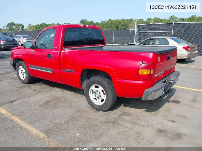 2003 Chevrolet Silverado 1500 Ls VIN: 1GCEC14V63Z221451 Lot: 40307711