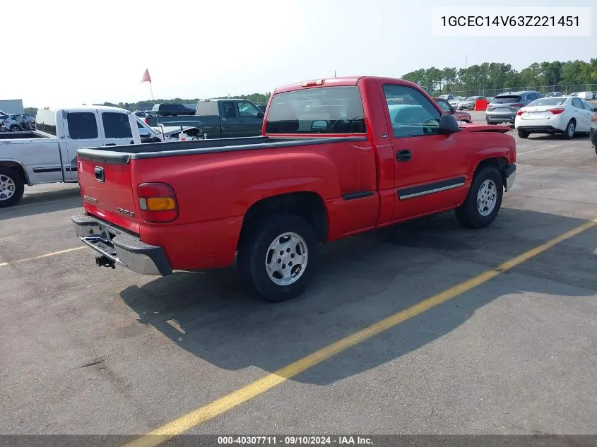 2003 Chevrolet Silverado 1500 Ls VIN: 1GCEC14V63Z221451 Lot: 40307711