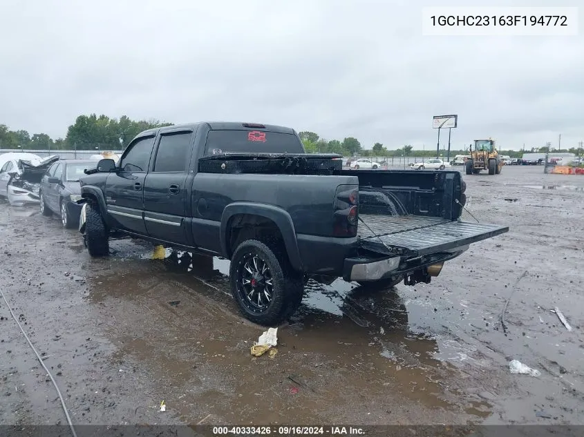 2003 Chevrolet Silverado 2500Hd Ls VIN: 1GCHC23163F194772 Lot: 40333426