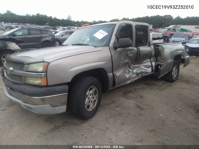 2003 Chevrolet Silverado C1500 VIN: 1GCEC19V93Z252010 Lot: 40335456