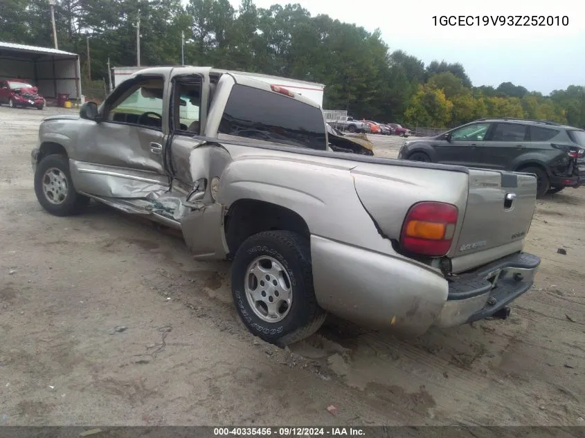 2003 Chevrolet Silverado C1500 VIN: 1GCEC19V93Z252010 Lot: 40335456