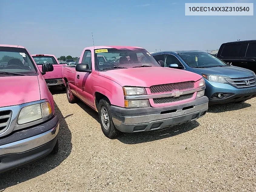 2003 Chevrolet Silverado 1500 Work Truck VIN: 1GCEC14XX3Z310540 Lot: 40344262