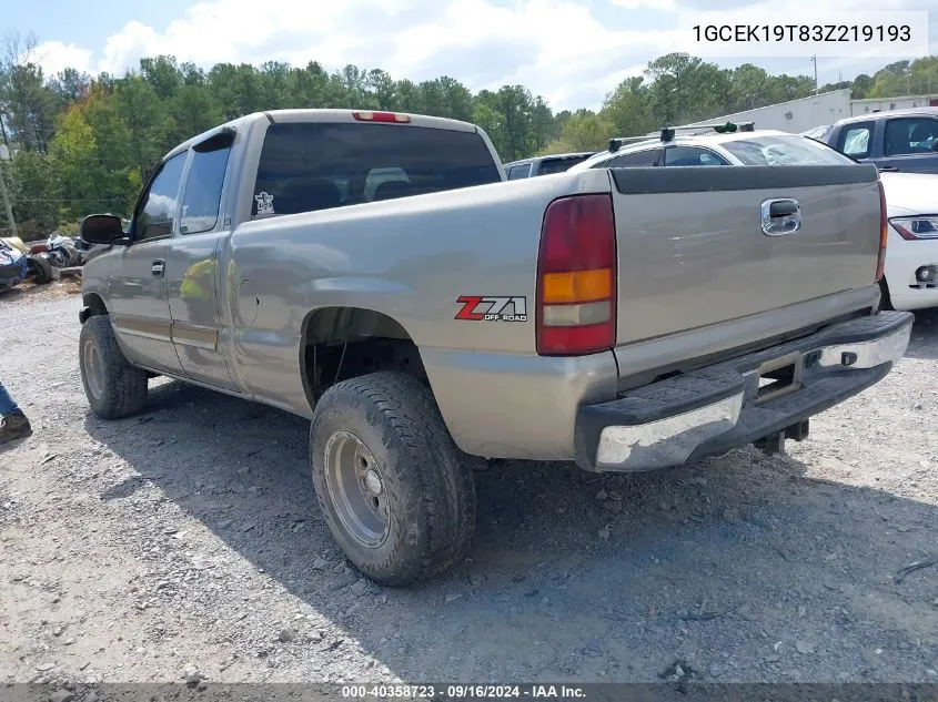 2003 Chevrolet Silverado 1500 Lt VIN: 1GCEK19T83Z219193 Lot: 40358723