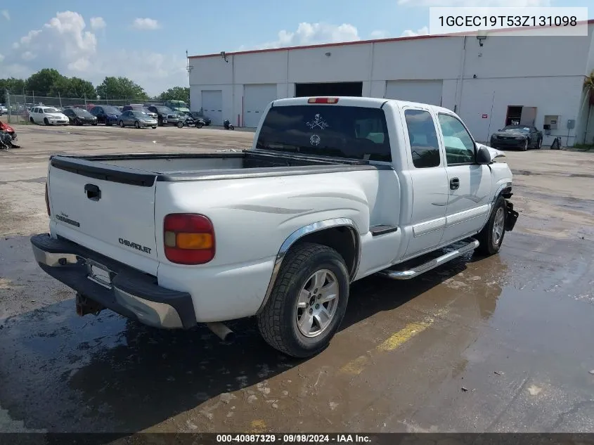 2003 Chevrolet Silverado 1500 Ls VIN: 1GCEC19T53Z131098 Lot: 40387329