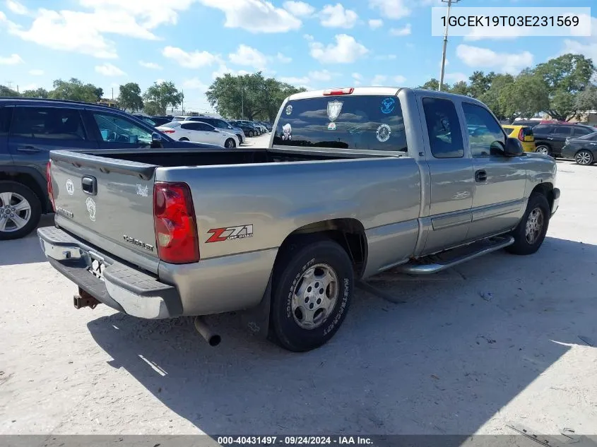 2003 Chevrolet Silverado 1500 Ls VIN: 1GCEK19T03E231569 Lot: 40431497