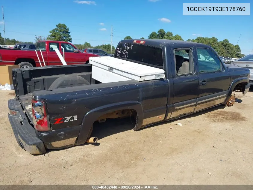 2003 Chevrolet Silverado 1500 VIN: 1GCEK19T93E178760 Lot: 40432448