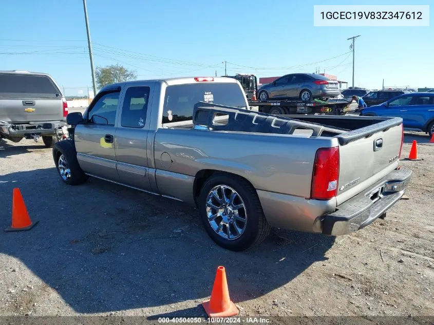 2003 Chevrolet Silverado 1500 Ls VIN: 1GCEC19V83Z347612 Lot: 40504050