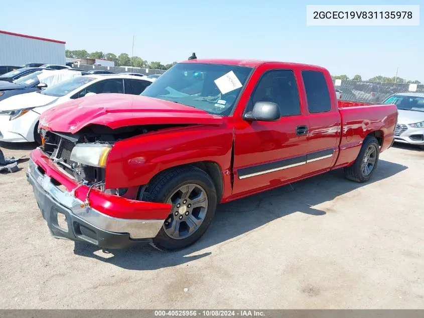 2003 Chevrolet Silverado C1500 VIN: 2GCEC19V831135978 Lot: 40525956