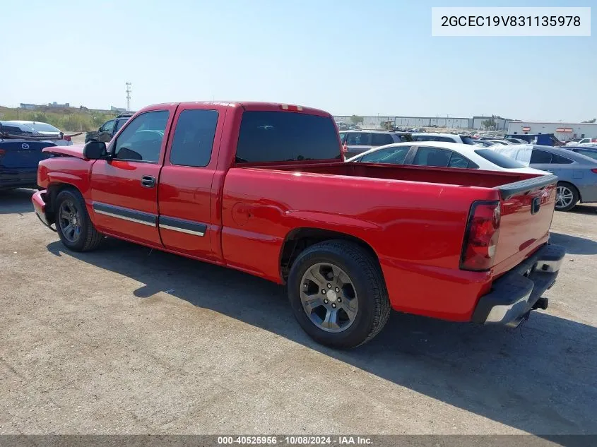 2003 Chevrolet Silverado C1500 VIN: 2GCEC19V831135978 Lot: 40525956