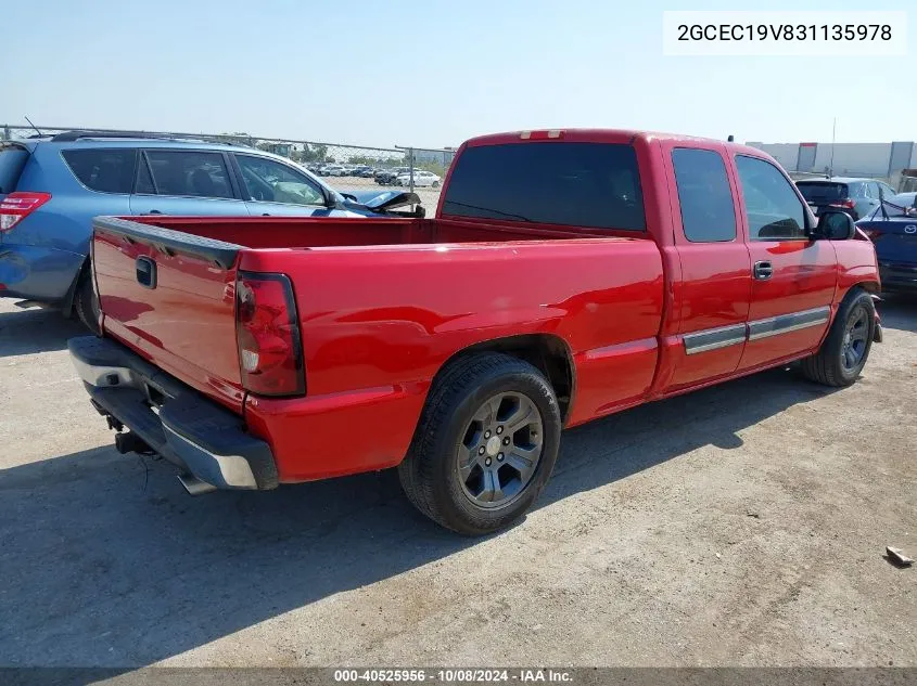 2003 Chevrolet Silverado C1500 VIN: 2GCEC19V831135978 Lot: 40525956