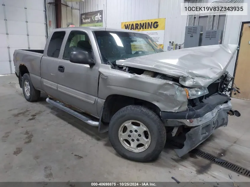 2003 Chevrolet Silverado 1500 Ls VIN: 1GCEK19V83Z343935 Lot: 40698875