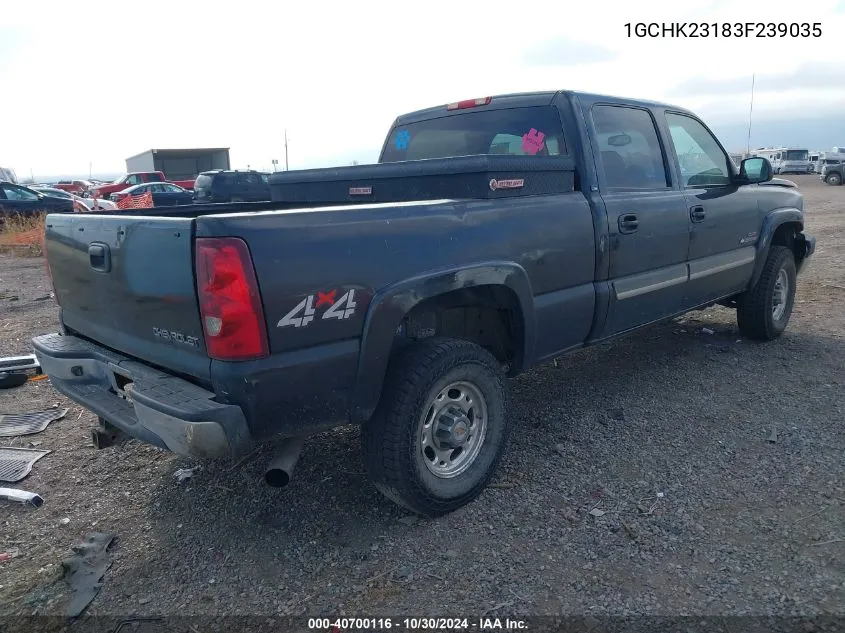 2003 Chevrolet Silverado 2500Hd Ls VIN: 1GCHK23183F239035 Lot: 40700116