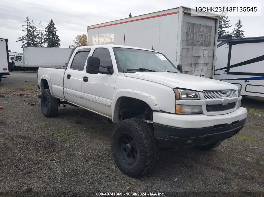 2003 Chevrolet Silverado 2500Hd Lt VIN: 1GCHK23143F135545 Lot: 40741369