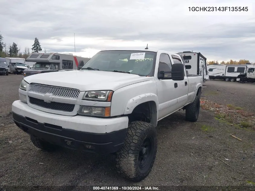 2003 Chevrolet Silverado 2500Hd Lt VIN: 1GCHK23143F135545 Lot: 40741369