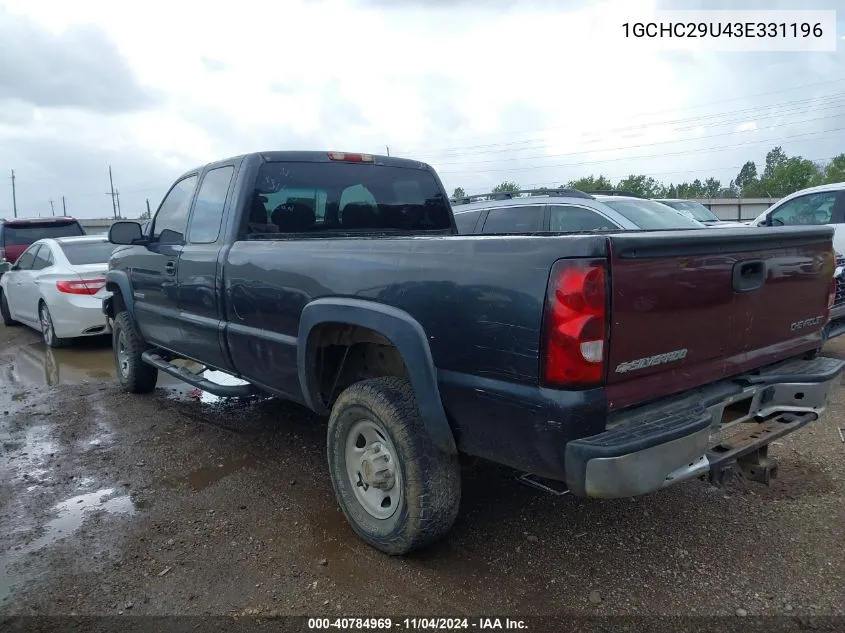 2003 Chevrolet Silverado 2500Hd VIN: 1GCHC29U43E331196 Lot: 40784969