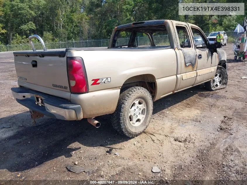 2004 Chevrolet Silverado 1500 Z71 VIN: 1GCEK19TX4E398331 Lot: 40287847