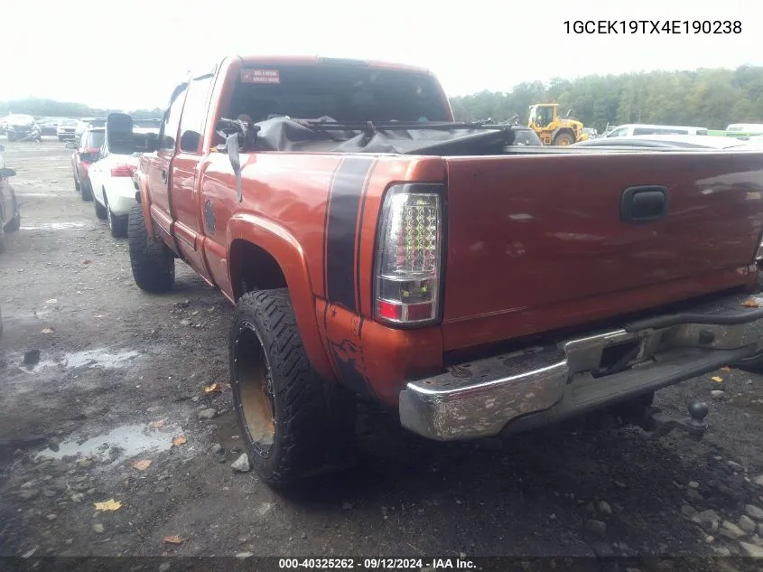 2004 Chevrolet Silverado 1500 Z71 VIN: 1GCEK19TX4E190238 Lot: 40325262