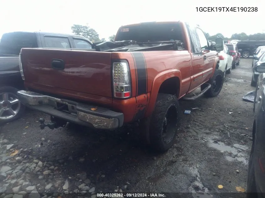 2004 Chevrolet Silverado 1500 Z71 VIN: 1GCEK19TX4E190238 Lot: 40325262