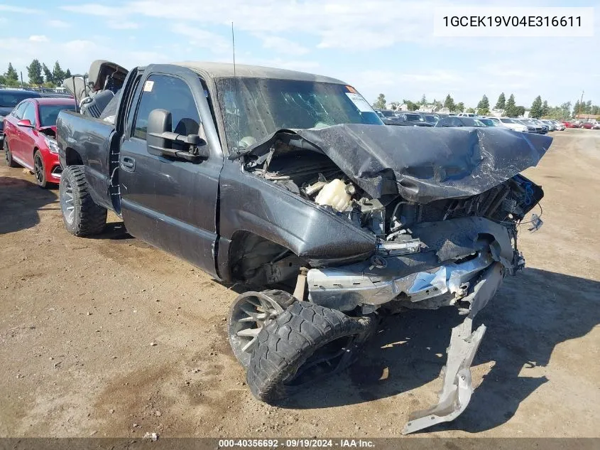 2004 Chevrolet Silverado 1500 VIN: 1GCEK19V04E316611 Lot: 40356692