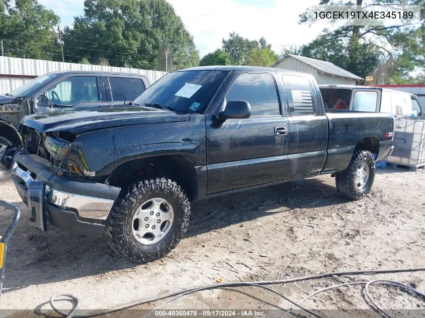 2004 Chevrolet Silverado 1500 Z71 VIN: 1GCEK19TX4E345189 Lot: 40360478