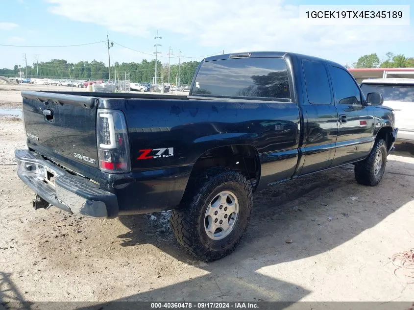 2004 Chevrolet Silverado 1500 Z71 VIN: 1GCEK19TX4E345189 Lot: 40360478