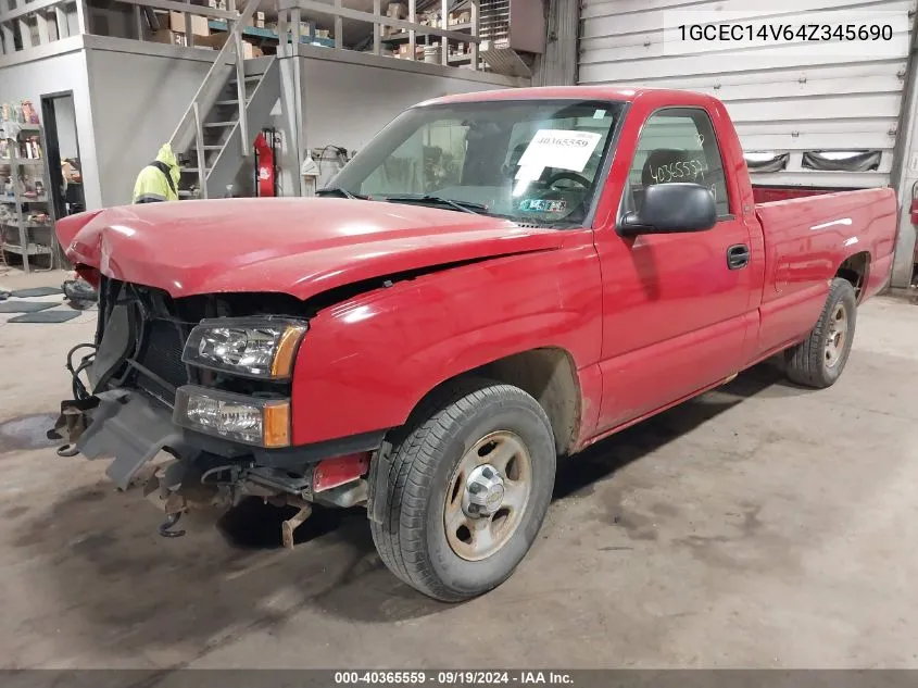 2004 Chevrolet Silverado 1500 Work Truck VIN: 1GCEC14V64Z345690 Lot: 40365559